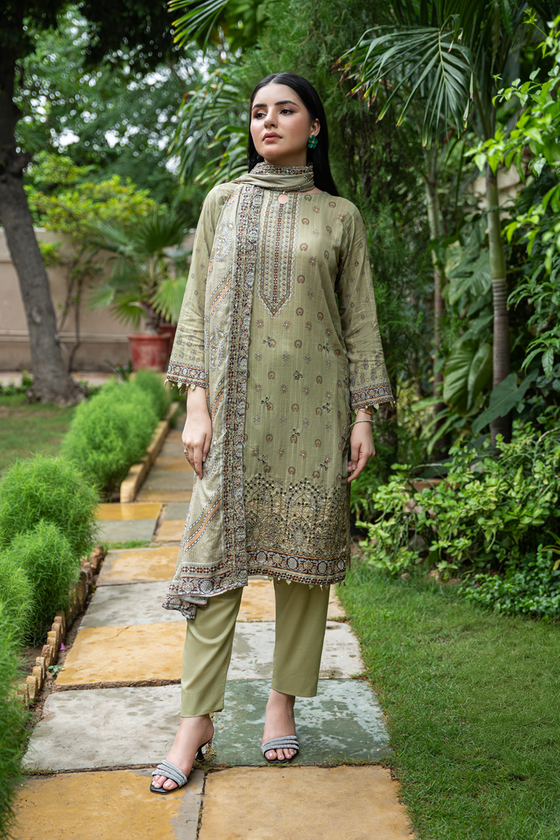 Dobby Embroidered Lawn -Unstitched 3Pc