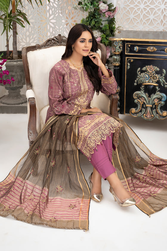 AFREEN - Unstitched-3Pc Embroidered Cotton Suit