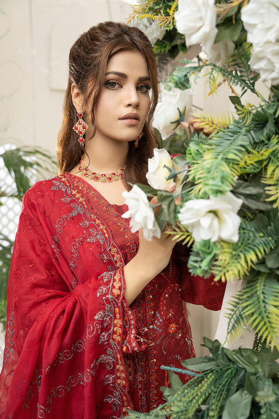 AIK ARZOO SPECIAL. Unstitched-3Pc Embroidered Cotton Suit