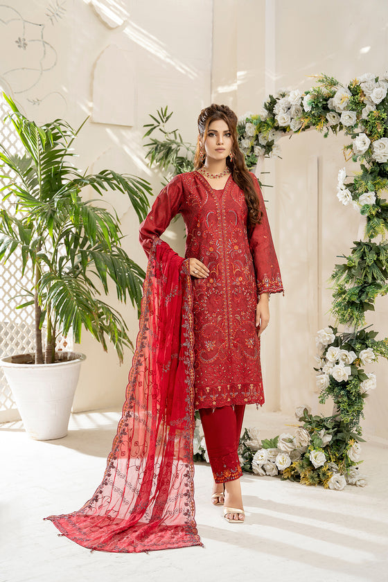 AIK ARZOO SPECIAL. Unstitched-3Pc Embroidered Cotton Suit