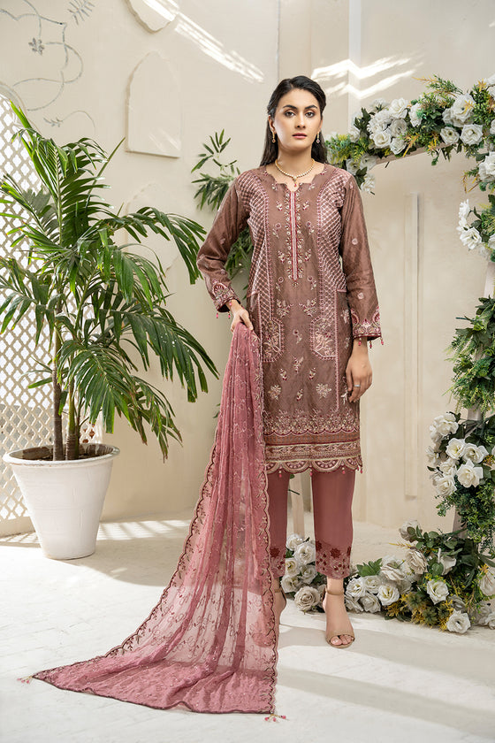 AIK ARZOO SPECIAL. Unstitched-3Pc Embroidered Cotton Suit