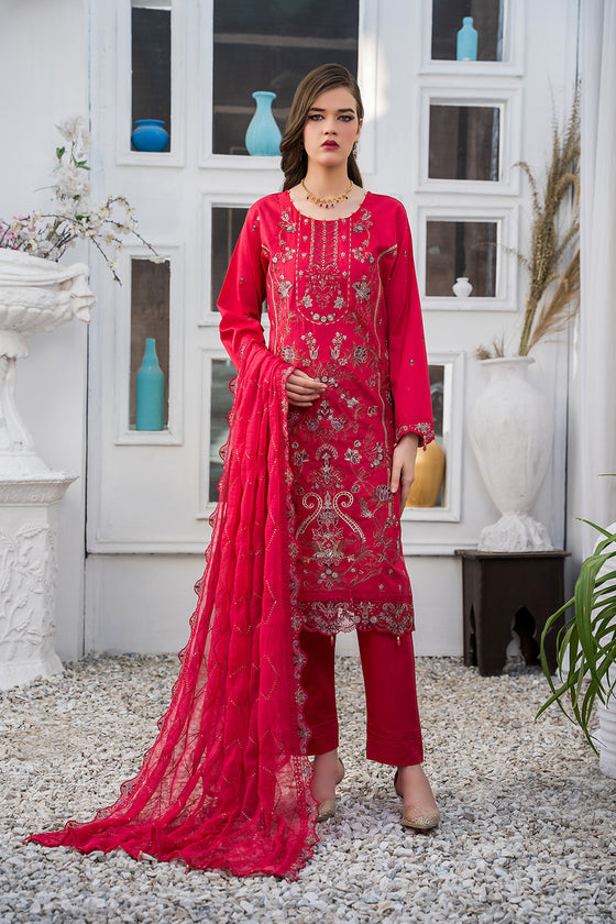 DAWAT-3PC UNSTITCHED EMBROIDERED SUITS