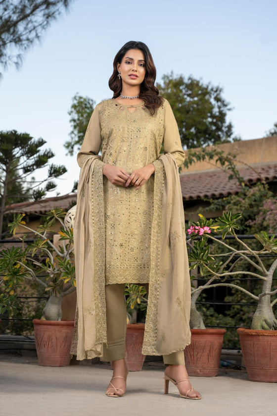 KARI PLATINUM -3pc Cotton Embroidered suit