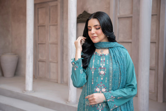 KAHANI - 3PC UNSTITCHED JACQUARD EMBROIDERED SUITS