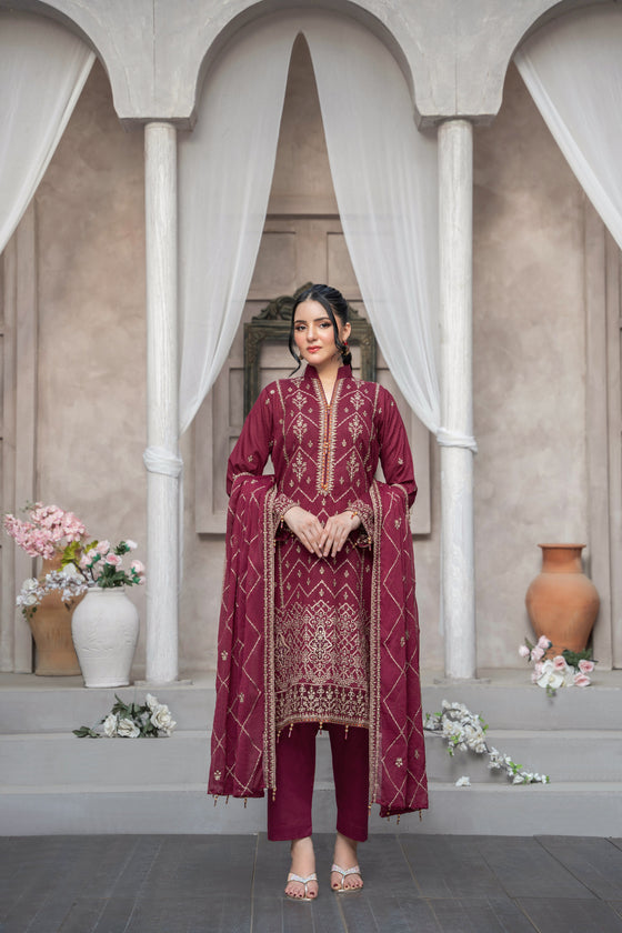 KAHANI - 3PC UNSTITCHED JACQUARD EMBROIDERED SUITS