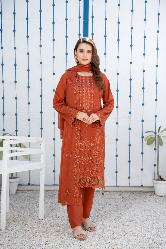 Khayal-Unstitched-3Pc Embroidered Cotton Suit