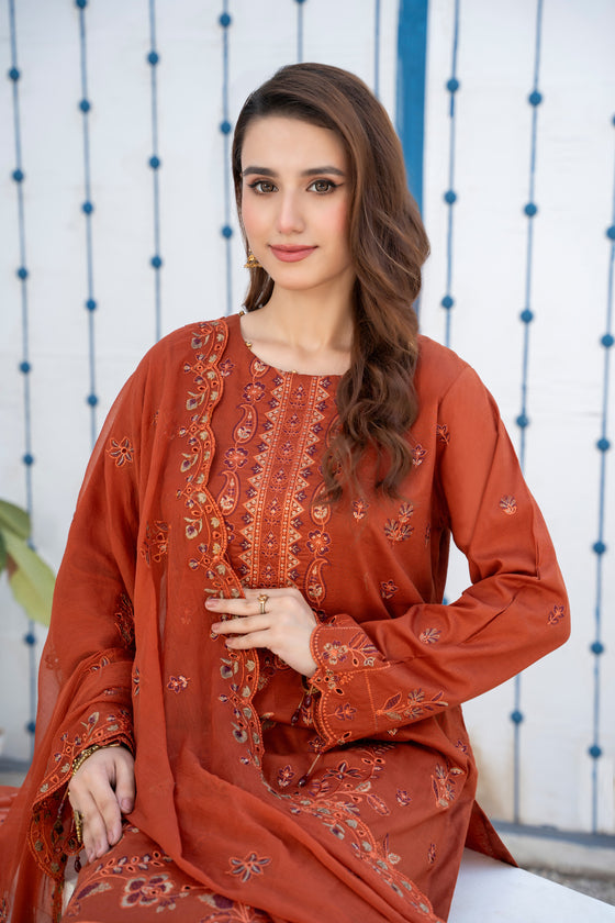 Khayal-Unstitched-3Pc Embroidered Cotton Suit