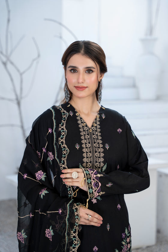 Khayal-Unstitched-3Pc Embroidered Cotton Suit