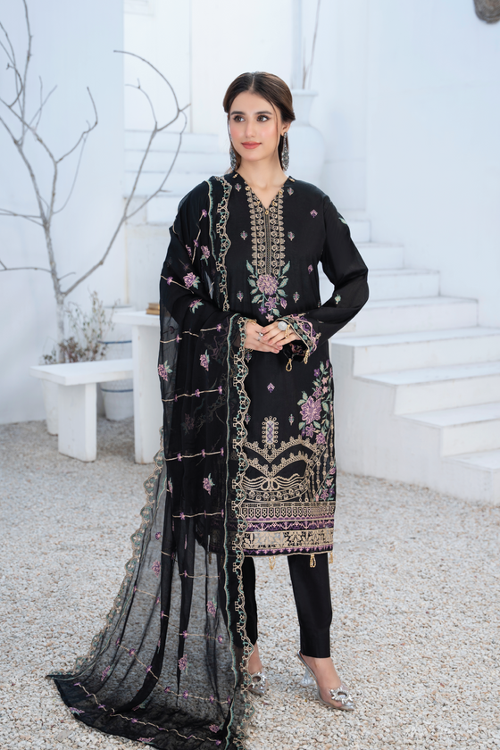 Khayal-Unstitched-3Pc Embroidered Cotton Suit