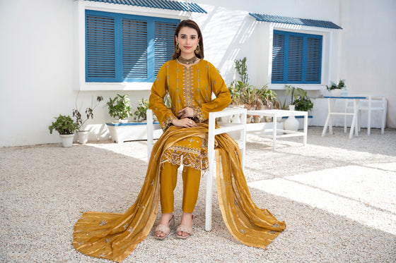 Khayal-Unstitched-3Pc Embroidered Cotton Suit