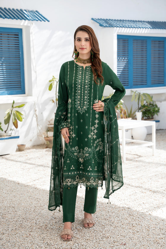 Khayal-Unstitched-3Pc Embroidered Cotton Suit