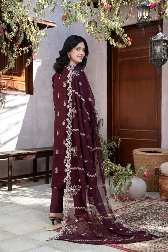 MUSHQ KHAAS -Unstitched-3Pc Embroidered Cotton Suit