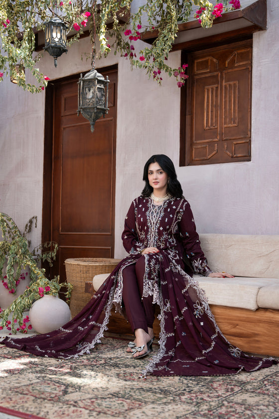 MUSHQ KHAAS -Unstitched-3Pc Embroidered Cotton Suit