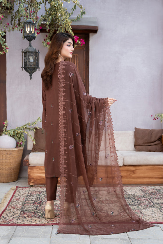 MUSHQ KHAAS -Unstitched-3Pc Embroidered Cotton Suit