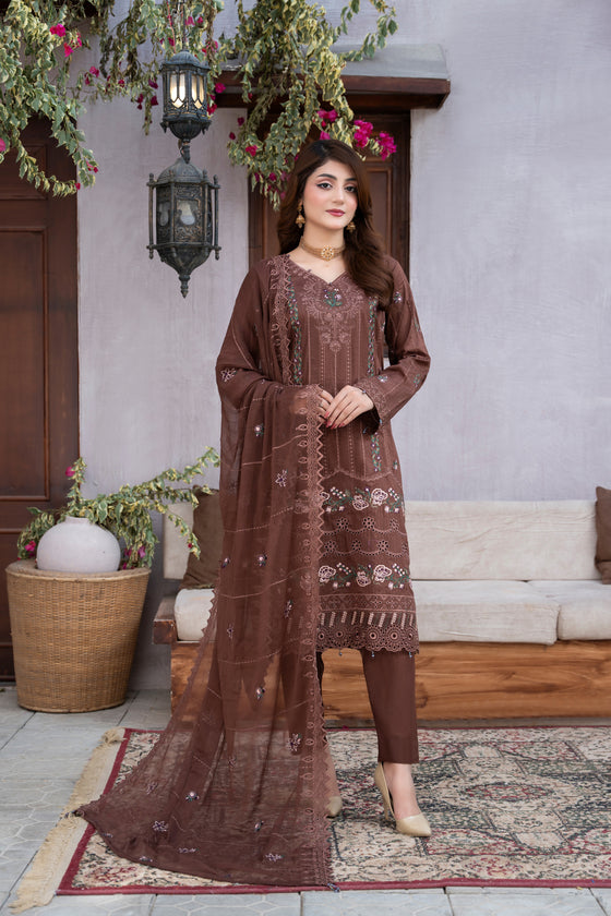 MUSHQ KHAAS -Unstitched-3Pc Embroidered Cotton Suit