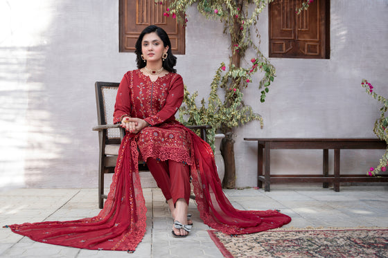 MUSHQ KHAAS -Unstitched-3Pc Embroidered Cotton Suit