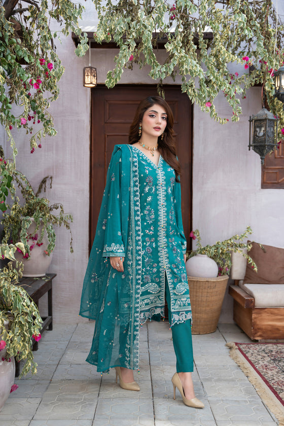 MUSHQ KHAAS -Unstitched-3Pc Embroidered Cotton Suit