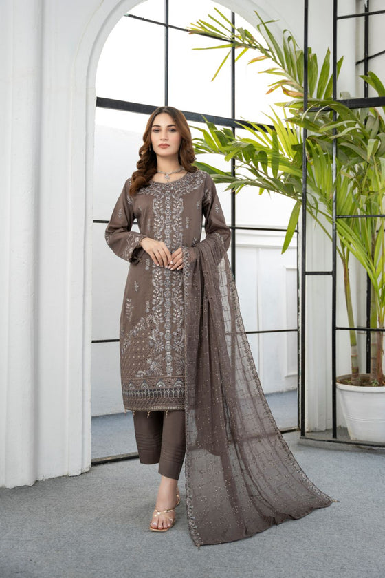 MUSHQ -Unstitched-3Pc Embroidered Cotton Suit