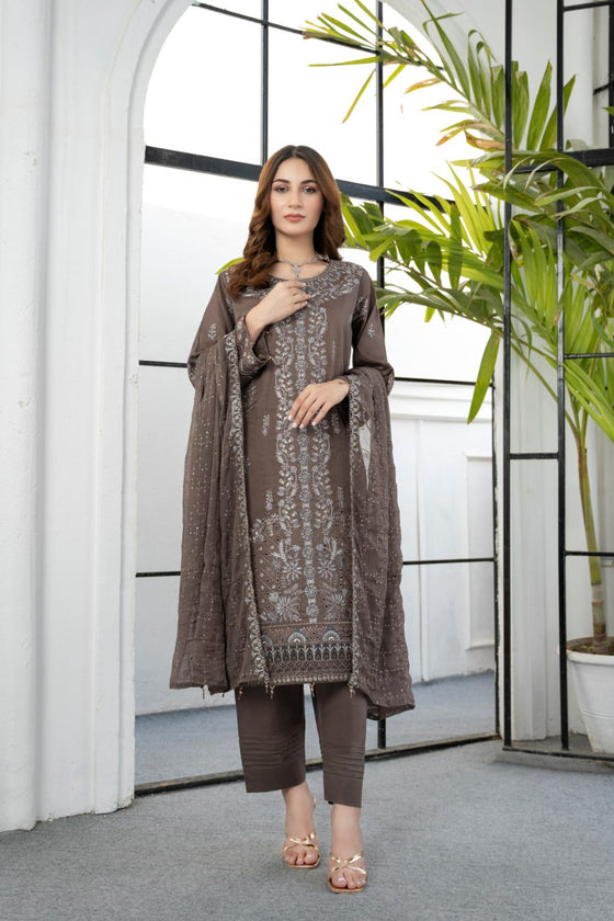 MUSHQ -Unstitched-3Pc Embroidered Cotton Suit