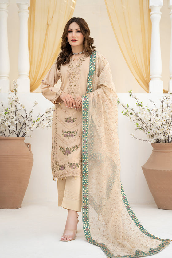 NAYAB-Unstitched-3Pc Cotton Embroidered Suit