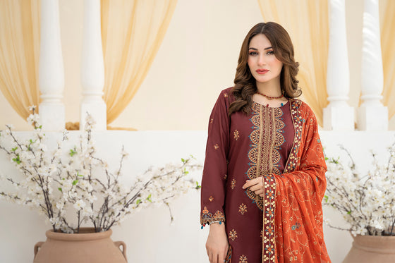 NAYAB-Unstitched-3Pc Cotton Embroidered Suit