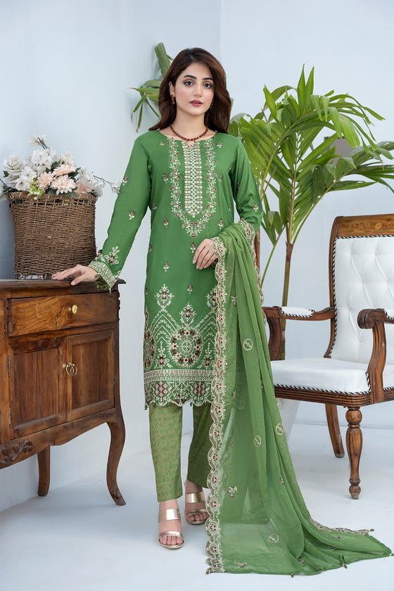 RAABTA-Unstitched-3Pc Cotton Embroidered Suit