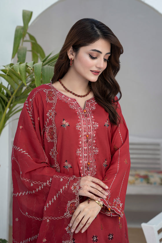 RAABTA-Unstitched-3Pc Cotton Embroidered Suit