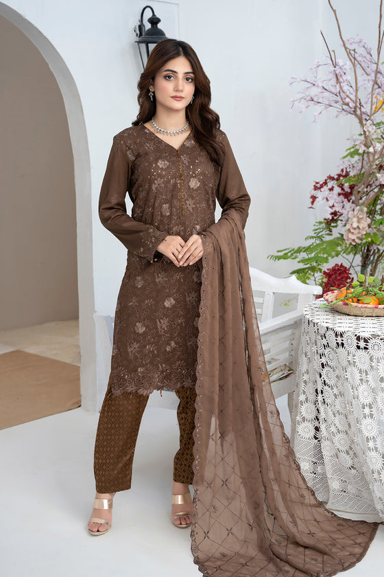 RAABTA-Unstitched-3Pc Cotton Embroidered Suit