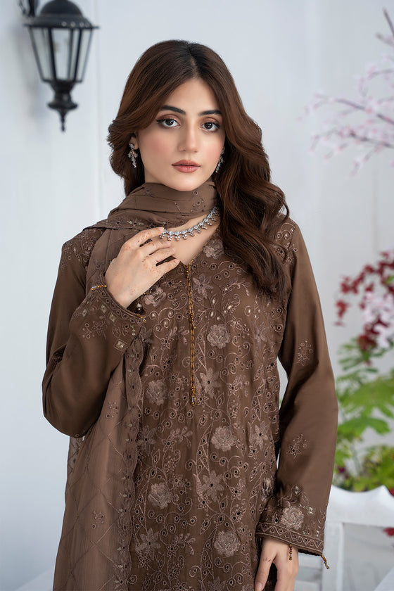 RAABTA-Unstitched-3Pc Cotton Embroidered Suit