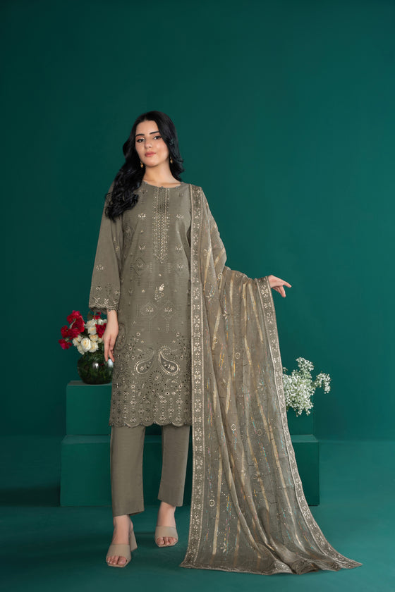 REGAL UNSTITCHED-3PC LUXURY MULTI-TEXTURE COTTON FESTIVE EDIT