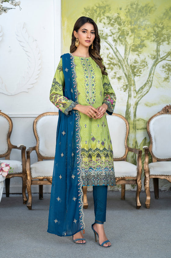 Rangzeb Luxury Chikankari Embroidered Printed Lawn -3pc Unstitched