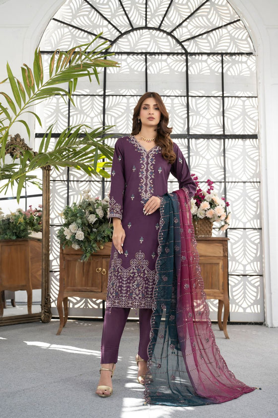 RIWAYAT-Unstitched-3Pc Cotton Embroidered Suit