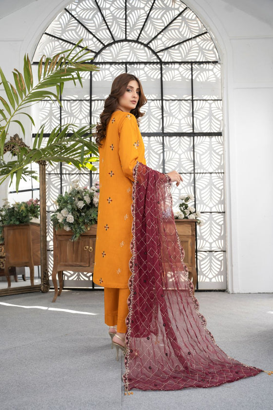 RIWAYAT-Unstitched-3Pc Cotton Embroidered Suit