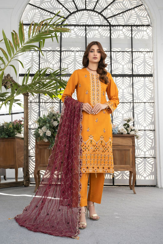 RIWAYAT-Unstitched-3Pc Cotton Embroidered Suit