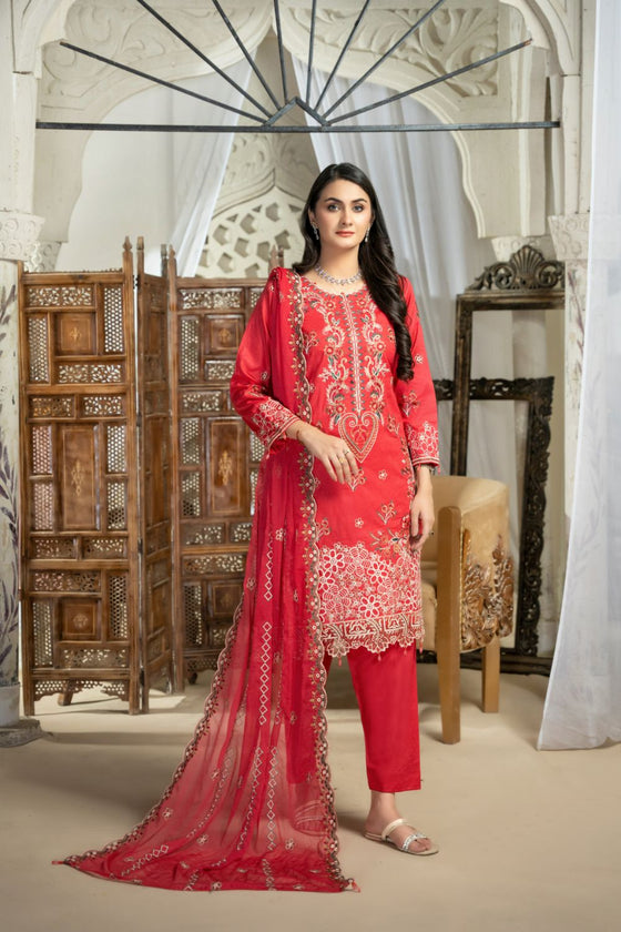 SANGEET-3PC UNSTITCHED EMBROIDERED SUITS