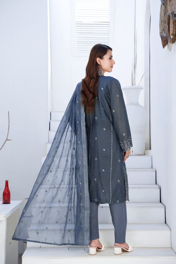 Silsila-E-Husn-Unstitched-3Pc Embroidered Cotton Suit