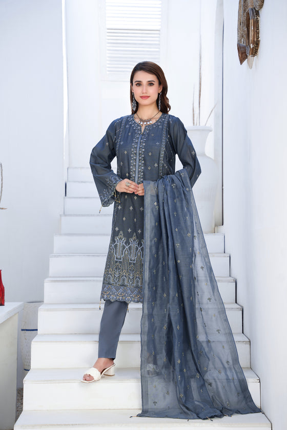 Silsila-E-Husn-Unstitched-3Pc Embroidered Cotton Suit