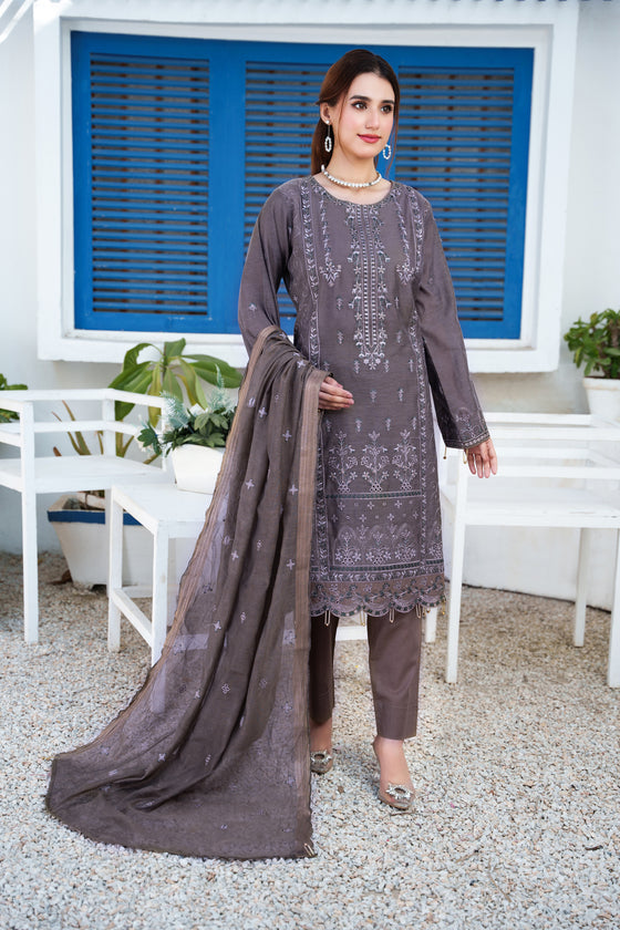 Silsila-E-Husn-Unstitched-3Pc Embroidered Cotton Suit