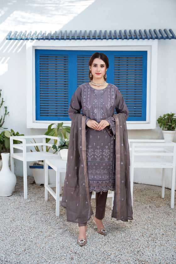 Silsila-E-Husn-Unstitched-3Pc Embroidered Cotton Suit