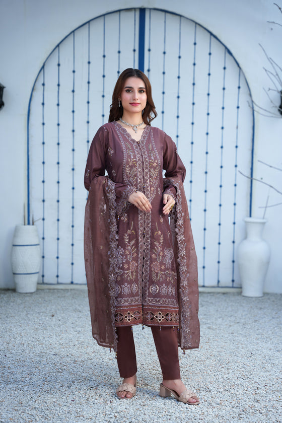 Silsila-E-Husn-Unstitched-3Pc Embroidered Cotton Suit