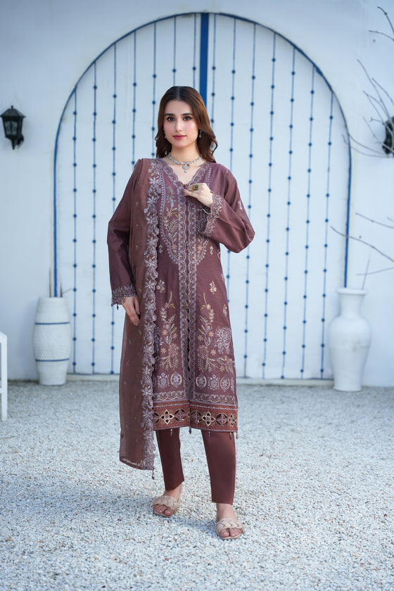 Silsila-E-Husn-Unstitched-3Pc Embroidered Cotton Suit