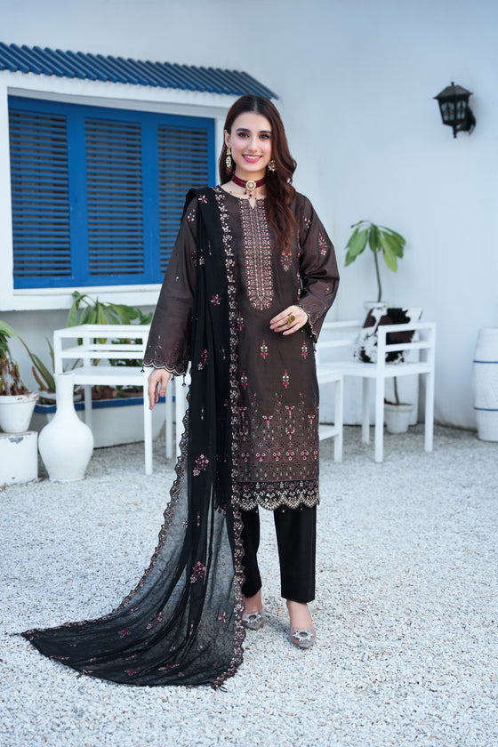 Silsila-E-Husn-Unstitched-3Pc Embroidered Cotton Suit