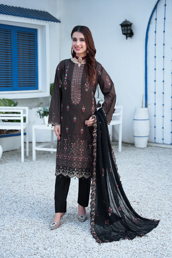 Silsila-E-Husn-Unstitched-3Pc Embroidered Cotton Suit