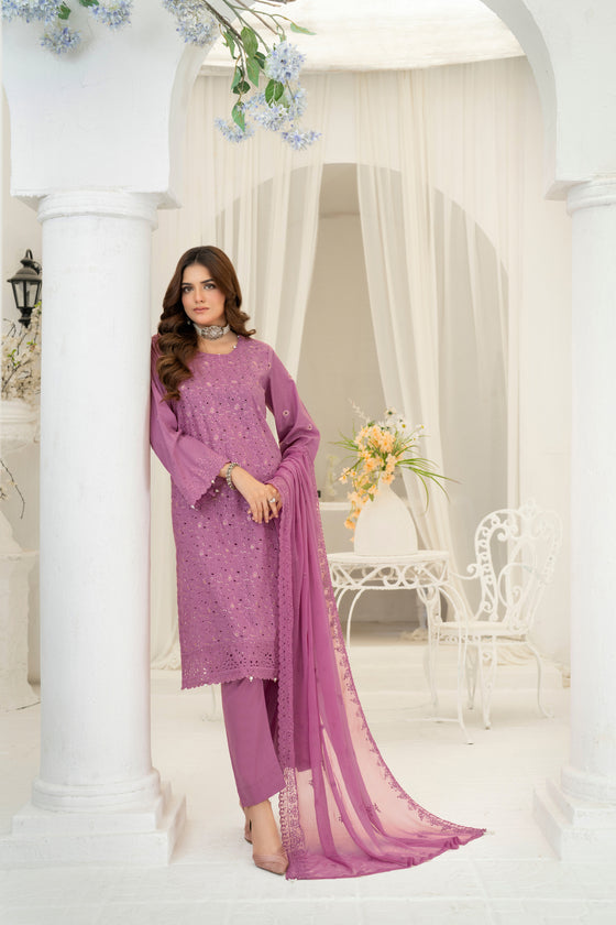 ULFAT LUXE CHIKANKARI EXECUTIVE EDIT - 3PC UNSTITCHED