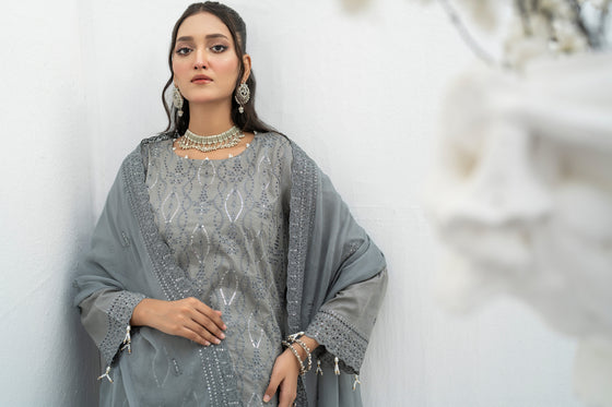 ULFAT LUXE CHIKANKARI EXECUTIVE EDIT - 3PC UNSTITCHED