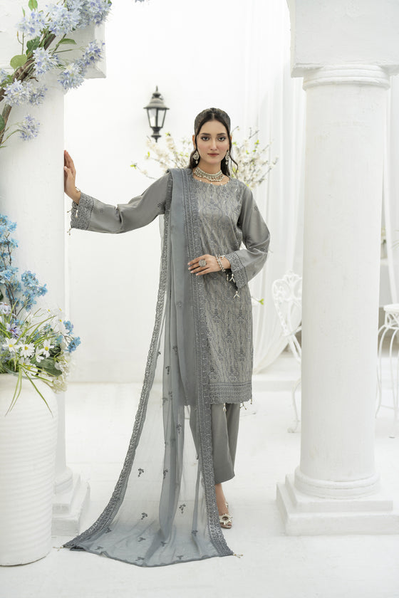 ULFAT LUXE CHIKANKARI EXECUTIVE EDIT - 3PC UNSTITCHED