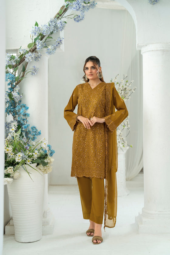 ULFAT LUXE CHIKANKARI EXECUTIVE EDIT - 3PC UNSTITCHED