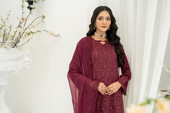 ULFAT LUXE CHIKANKARI EXECUTIVE EDIT - 3PC UNSTITCHED