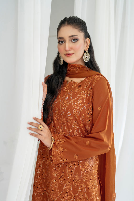 ULFAT LUXE CHIKANKARI EXECUTIVE EDIT - 3PC UNSTITCHED