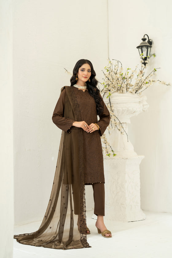 ULFAT LUXE CHIKANKARI EXECUTIVE EDIT - 3PC UNSTITCHED